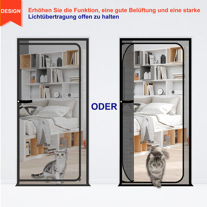SHRRL cat fence for balcony door, suitable for door size 120 cm x 240 cm, thickened, cat-proof mesh door for living room, bedroom, kitchen, patio.