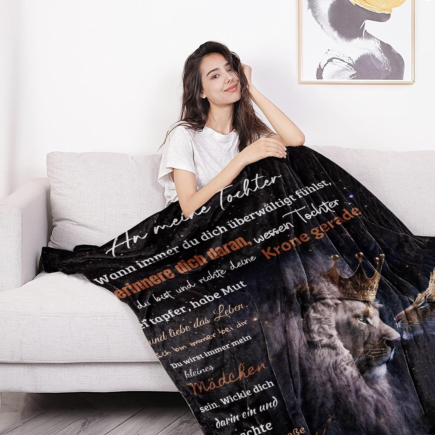 Cuddle Blanket: Soft father-daughter blanket, personalized gift from dad. Super soft fleece blanket, perfect for birthday and Christmas gifts. Ideal for living room, bed, or sofa.