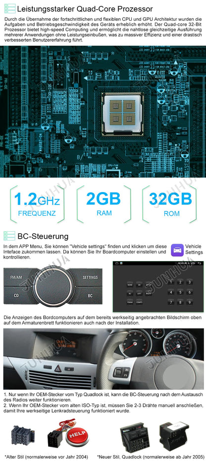 JUNHUA 8" Android 13 2GB+32GB Car Stereo for Opel Corsa c d h Vectra Astra Zafira Meriva Vivaro Twintop Signum Radio Wireless Carplay Android Auto GPS Nav Bluetooth WiFi (Gray)