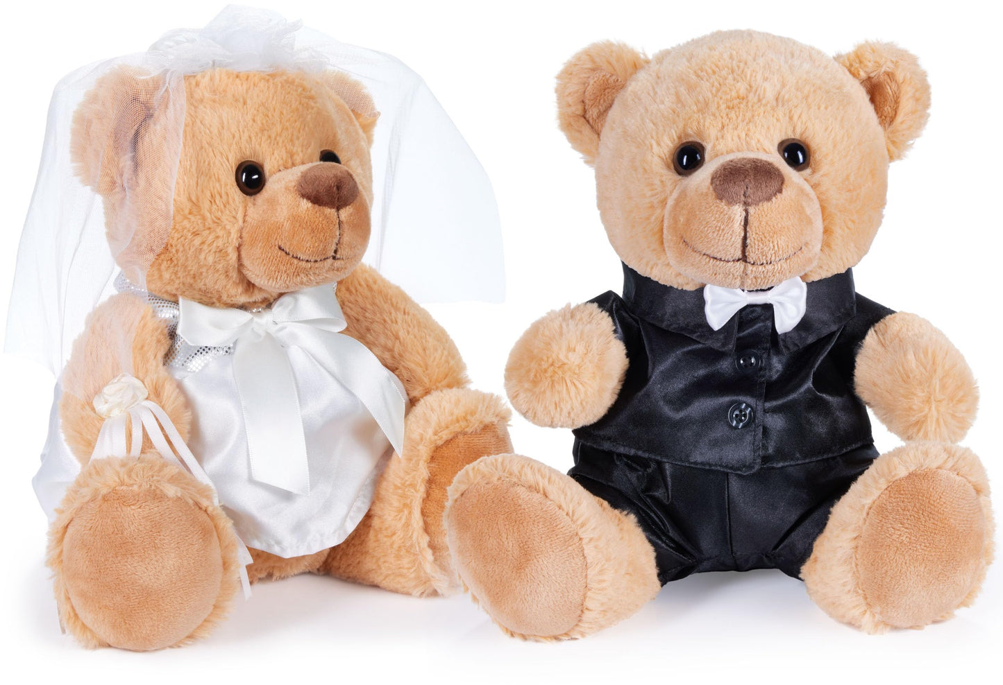 BRUBAKER Teddy Bear Wedding Couple - 25 cm Bride and Groom Teddy Set - Gift for Wedding and Engagement - Wedding Gift for the Couple - Plush Toys in Tuxedo and Wedding Dress
