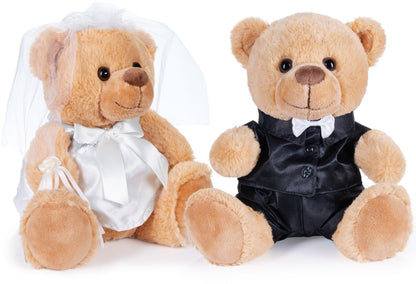 BRUBAKER Teddy Bear Wedding Couple - 25 cm Bride and Groom Teddy Set - Gift for Wedding and Engagement - Wedding Gift for the Couple - Plush Toys in Tuxedo and Wedding Dress
