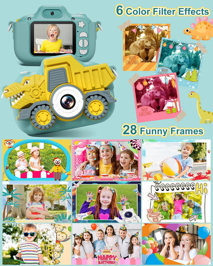 Hangrui Kids Camera, 1080P children's camera, camera for kids with 32G memory card, digital camera for 3-12 year old boys and girls Christmas Toy