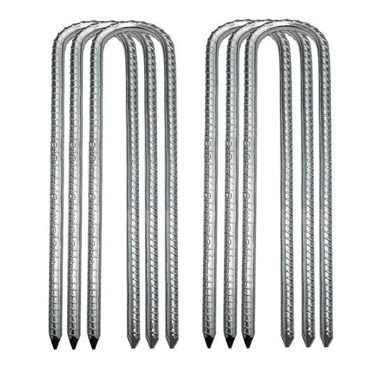 SOONPAM Ground Anchor Tent Pegs Garden Earth Anchor Galvanized Reinforcement Pegs Earth Nail Earth Spike Construction Anchor Nail Tent Stake (12-inch 6 Pack)