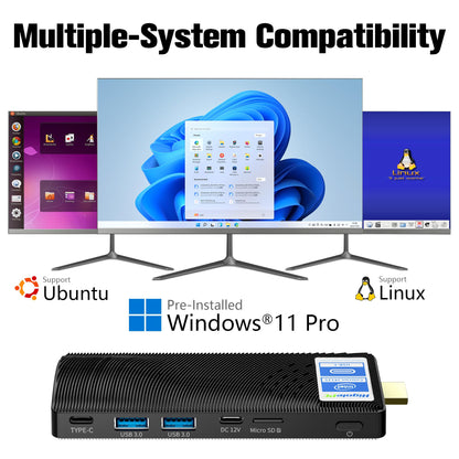 HEIGAOLAPC PC Stick Win 11 Pro, Celeron J4125 8GB DDR4 RAM 128GB eMMC Fanless Mini Computer, Dual WiFi 5.0/BT5.2/4K 60Hz/USB PD3.0 Business Office Industrial IOT Media Home Micro PC