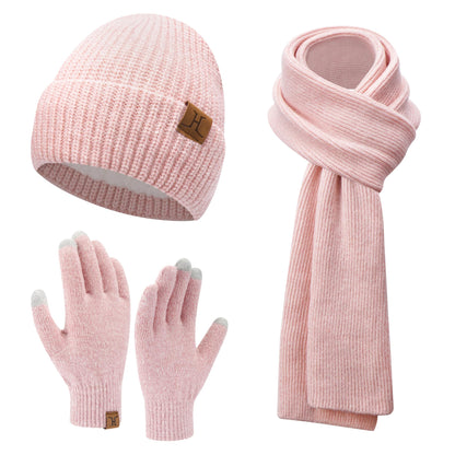 ZASFOU Women's Winter Hat Scarf Touchscreen Gloves Set Thermal Beanie Knit Tube Scarf Winter Gloves Gift for Women