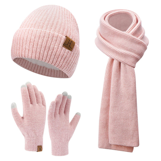 ZASFOU Women's Winter Hat Scarf Touchscreen Gloves Set Thermal Beanie Knit Tube Scarf Winter Gloves Gift for Women