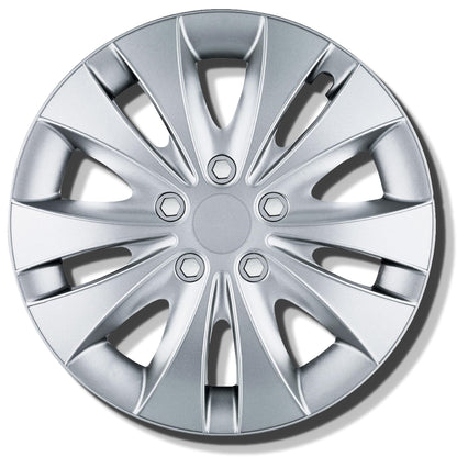 15-inch wheel caps - Silver hubcaps 4-piece set of 13-16 inches - Stormer wheel trims for steel rims - Decorative caps in black or silver - Wheel covers for car wheels
