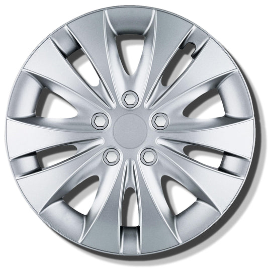 15-inch wheel caps - Silver hubcaps 4-piece set of 13-16 inches - Stormer wheel trims for steel rims - Decorative caps in black or silver - Wheel covers for car wheels