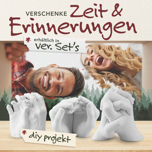SOULBABY® 3D Handprint Set for couples with gift packaging I Plaster casting kit with extra large bucket I 100% Black Forest Made I Premium plaster hand casting couple with video instructions