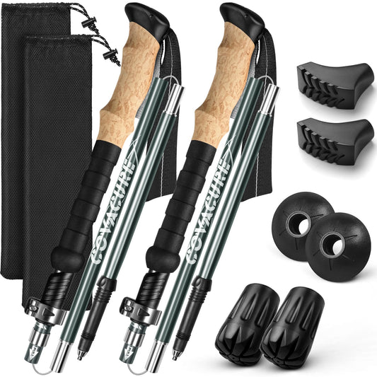 COVACURE Trekking Poles Nordic Walking Sticks - 110-130 cm Foldable, Adjustable, Telescopic, Lightweight, with Rubber Tips for Men and Women (2025 Upgrade Model)