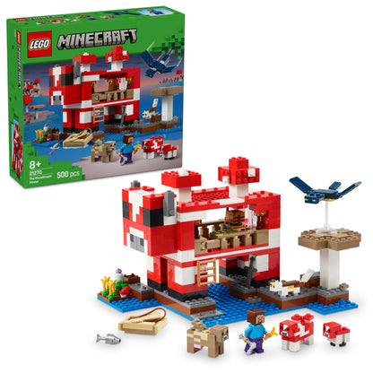 LEGO Minecraft The Mushroom Cow House - Gaming toy with Steve figure, Mobs, a crafting table and a farm - Interactive playset - Gaming gift for girls and boys aged 8 and up 21270