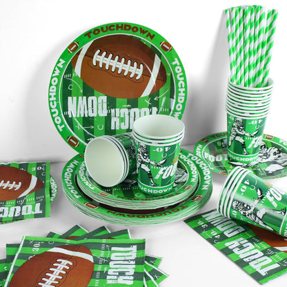 DANXIAN American Football Party Tableware Set, Super Bowl Decor 2025 - XXL set for Superbowl Party, Football-themed Birthday Decor Set for Boys and Girls' Birthday parties, 20 guests.