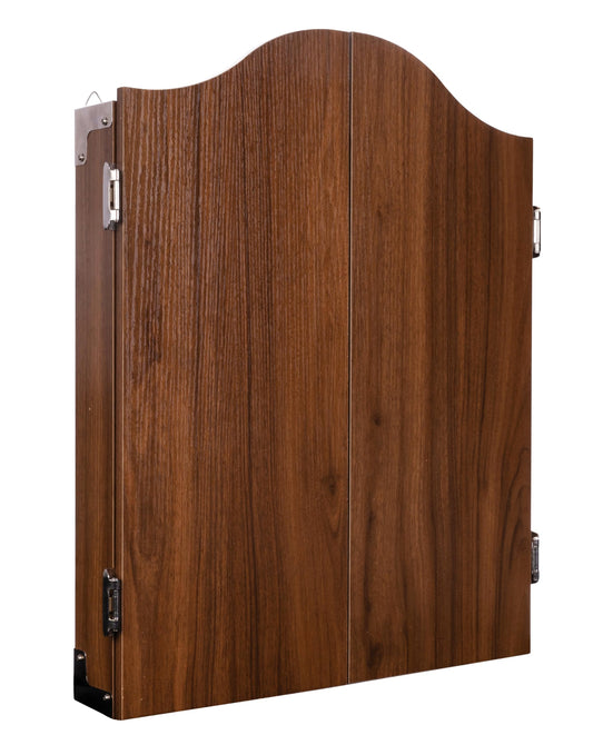 Engelhart wooden dart cabinet, sisal dartboard, includes 6 darts 18gr and accessories (chestnut)