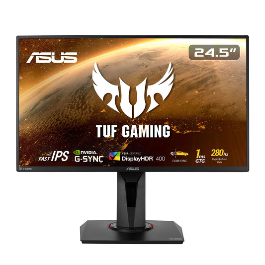 ASUS TUF Gaming VG259QM | 24.5 inch Full HD monitor | 280 Hz, 1ms GtG, G-Sync compatible, DisplayHDR 400 | Fast IPS Panel, 16:9, 1920x1080, DisplayPort, HDMI, ergonomic