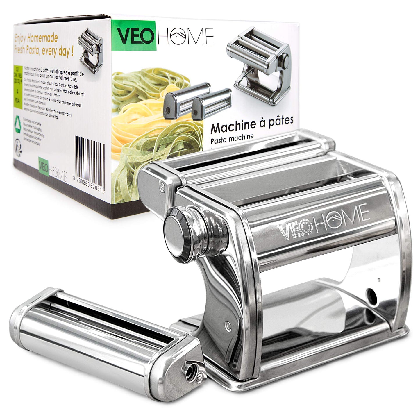 Manual pasta machine with dryer - Multi-Pasta Stainless Steel Rustproof Italian flat pasta machine 7-stage adjustable, sharp blade clamp - Fresh homemade noodles, spaghetti, lasagna