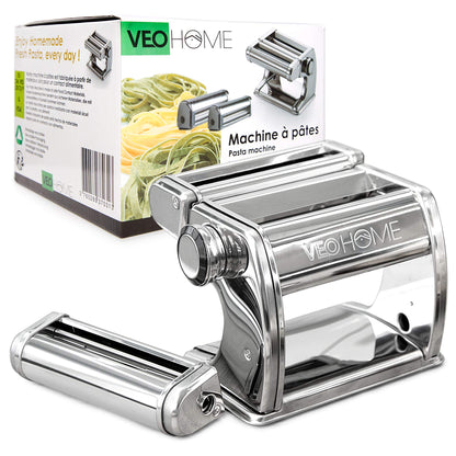 Manual pasta machine with dryer - Multi-Pasta Stainless Steel Rustproof Italian flat pasta machine 7-stage adjustable, sharp blade clamp - Fresh homemade noodles, spaghetti, lasagna