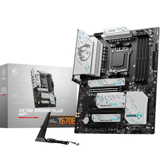 MSI X670E Gaming Plus WiFi Motherboard, ATX - Supports AMD Ryzen 7000 processors, AM5-14 Duet Rail 80A SPS, DDR5 7800 MHz/OC, PCIe 5.0 x16, M.2 Gen5, 2.5G LAN, Wi-Fi 6E
