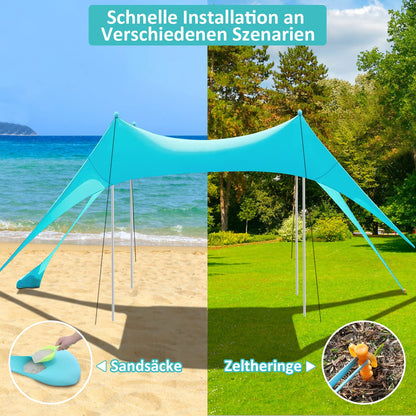 Beach tent UV protection riggoo sun tent sunshade beach tent 3x3m comfort outdoor shade for camping trips, fishing, backyard fun, or picnics (lake green)