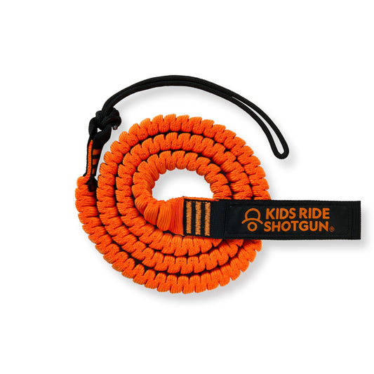 Kids Ride Shotgun - MTB tow ropes - stretch bungee cord for children's bikes, tow rear wheel attachments (MTB Tow Rope - Orange)
