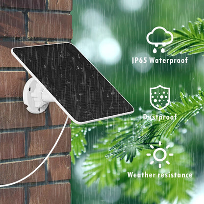 Solar panel for outdoor battery surveillance camera, 6W USB solar module compatible with battery-operated camera, solar panel with 9.8ft charging cable, adjustable security wall mount (2 Pack)