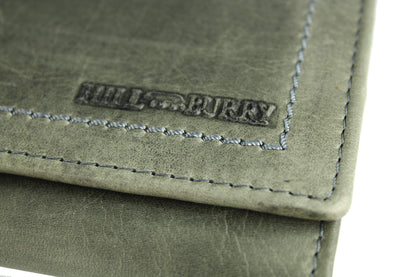 High-quality vintage leather women's wallet purse long wallet purse made of soft leather with RFID in grey - 17.5x10x3cm (W x H x D)