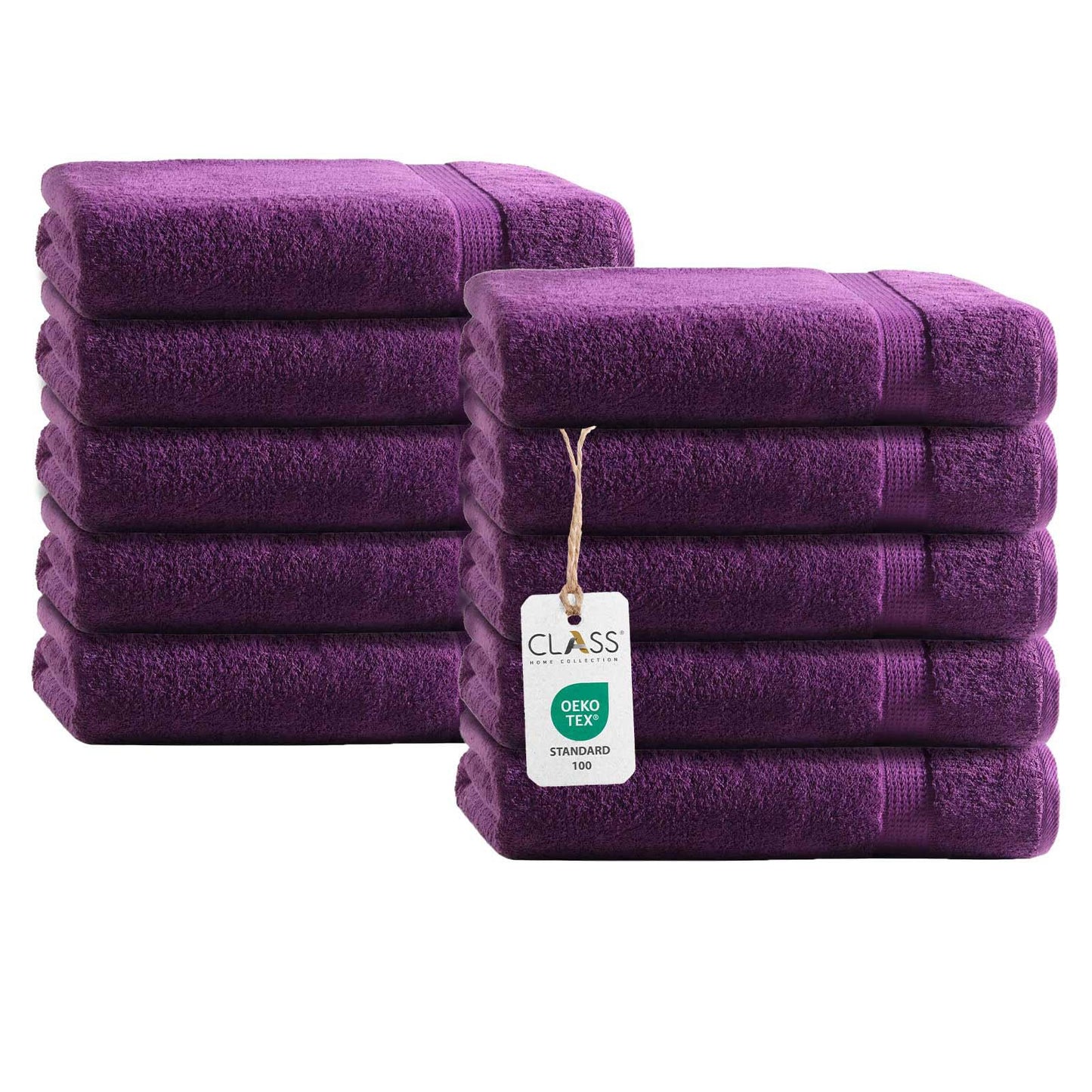 Class Home Collection Terry Guest Towels 30x50 cm - Set of 10 Guest Towels - Especially soft & absorbent guest towels made of 100% cotton with hanging loop - Bordeaux