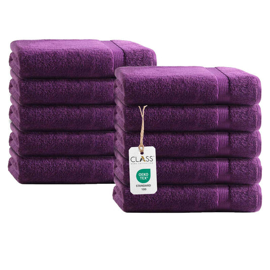 Class Home Collection Terry Guest Towels 30x50 cm - Set of 10 Guest Towels - Especially soft & absorbent guest towels made of 100% cotton with hanging loop - Bordeaux