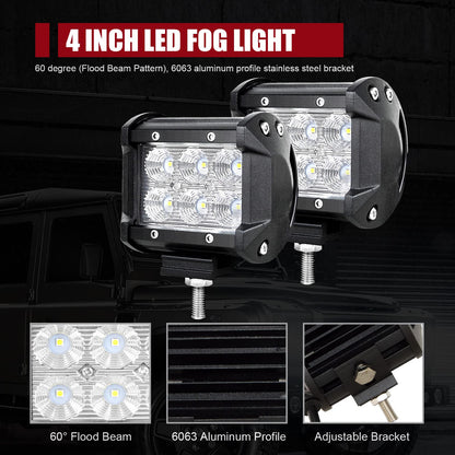LED work light bar SKYWORLD 50cm 288W Lightbar LED spotlight combo auxiliary light 12V 24V + 2 x 10cm 18W off-road floodlight reverse lights with wiring harness for 4x4 trucks, cars, tractors, SUVs.