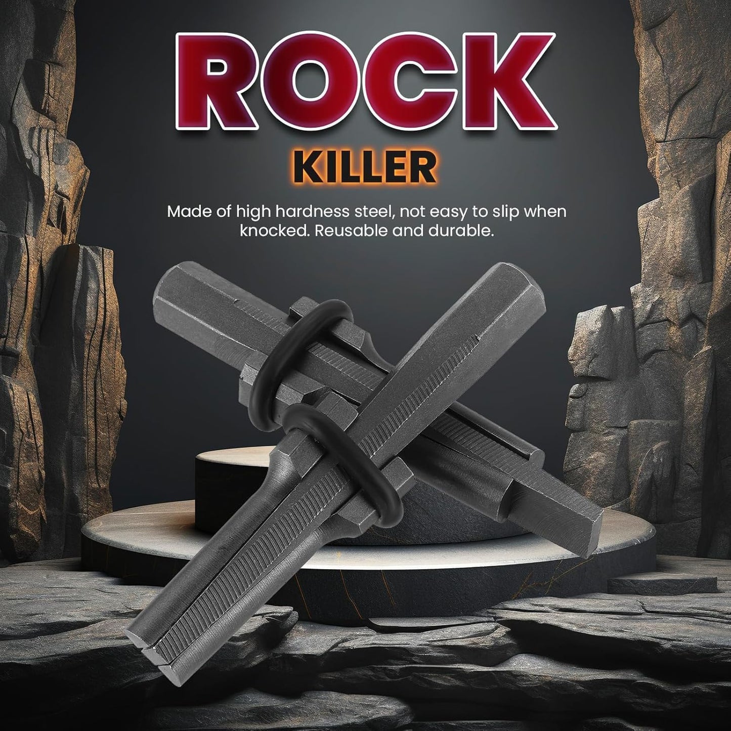 Uadme Stone Splitter, 10 pieces 16mm/0.6 inch Hand Splitters for concrete stone granite marble concrete gneiss sandstone slate, plug and feathers, tools for splitting rocks.