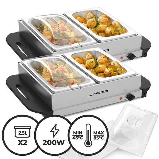 Jago® Buffet Warmer - electric with hot plate function, temperature control, stainless steel - food warmer, food warmer plate, food warmer container