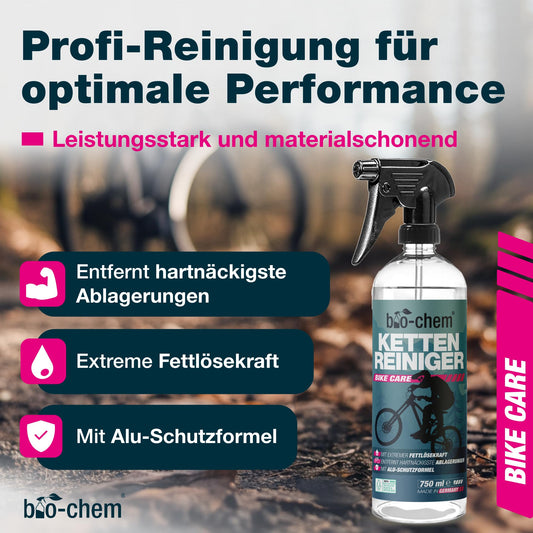 Bio-chem Chain Cleaner Bike Liquid - Drive Degreaser - 2x1000 ml including microfiber cloth - gentle cleaning of the bike chain, cassette, and brake pads.