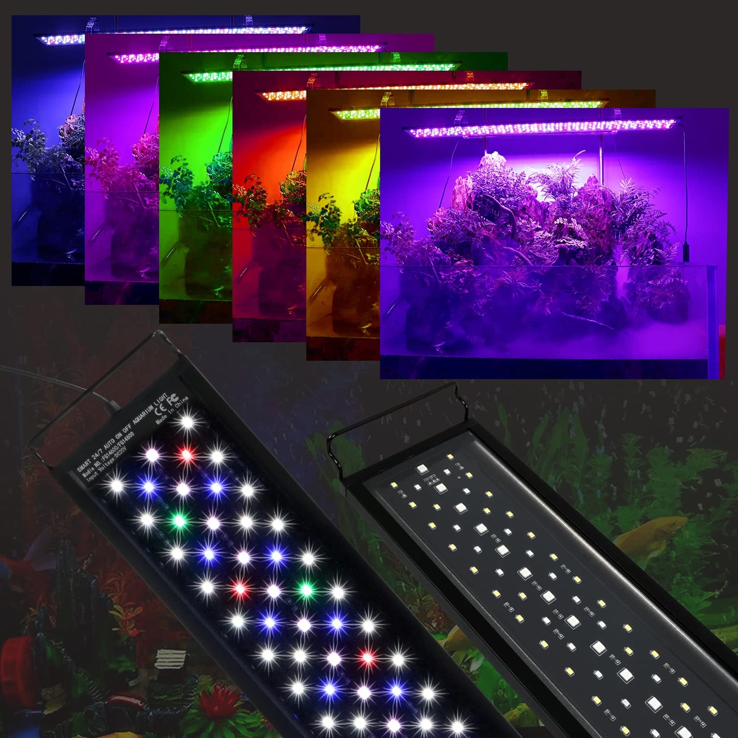 Aquarium LED Lighting, 42W Dimmable Aquarium Light with Timer for 120cm 2815 lumen Aquarium Fish Tank Fish Plant with Adjustable Bracket