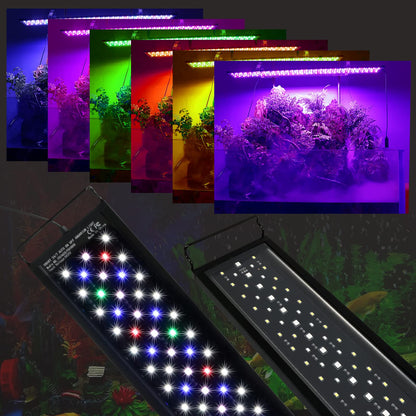 Aquarium LED Lighting, 42W Dimmable Aquarium Light with Timer for 120cm 2815 lumen Aquarium Fish Tank Fish Plant with Adjustable Bracket