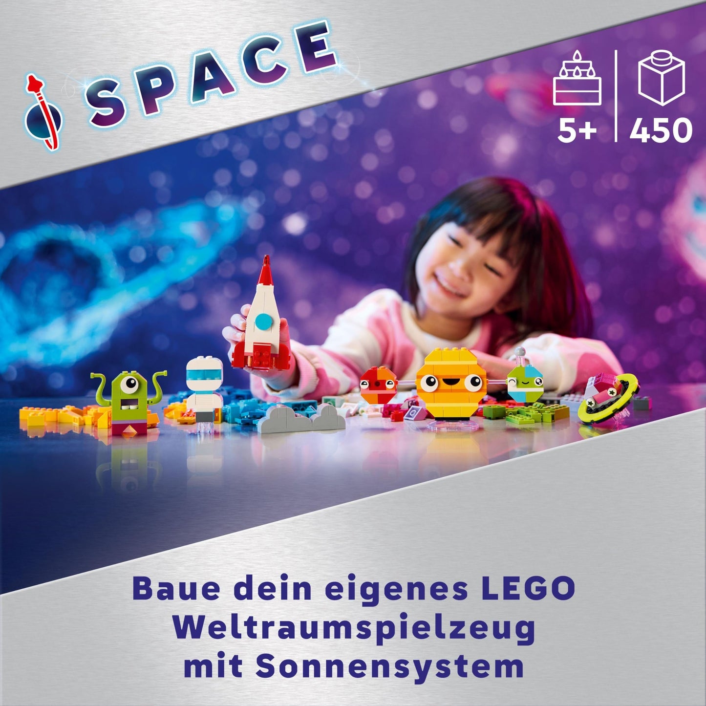 LEGO Classic Creative Space Planets, buildable solar system model for kids, space toy with rocket, spaceship, planets, and alien, gift for children, boys and girls ages 5 and up 11037.