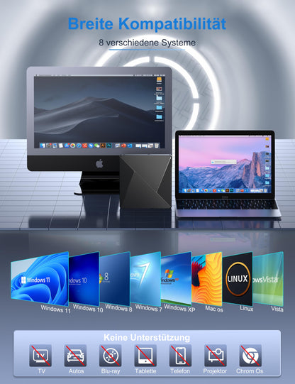 Umaniy External CD DVD Drive, USB 3.0 & USB-C CD/DVD Drive, CD DVD +/-RW ROM Burner Optical External DVD Drive for Laptop, PC, Desktop, MacBook, iMac, Windows 11/10/8/7/XP/Linux/MacOS