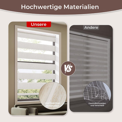 All in one double roller clamp without drilling & with drilling, Duo blinds for windows and doors, clamp roller blind translucent, privacy and sun protection, 85x190cm (WxH), linen
