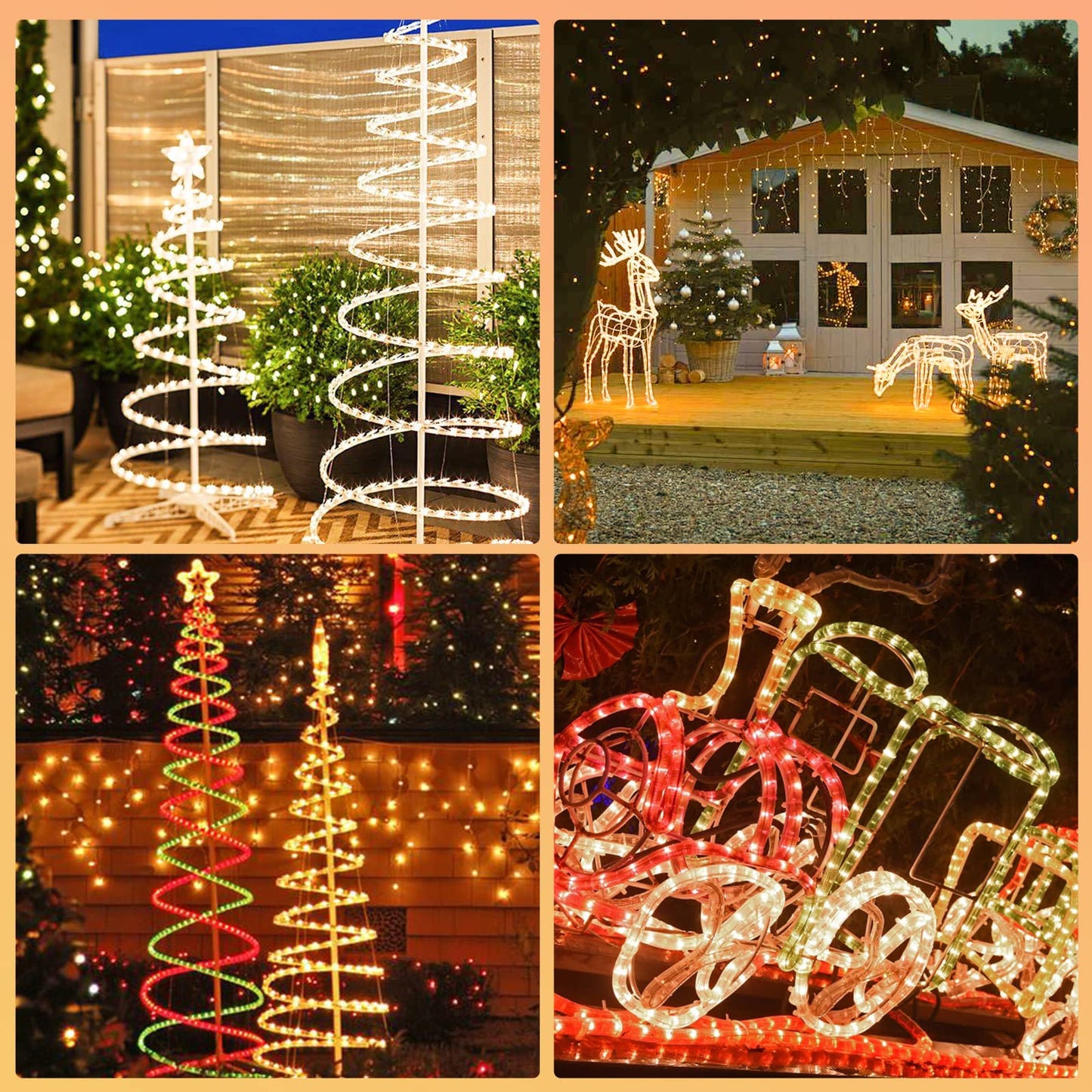 50m LED strip light, 1200 LEDs rope light 8 modes, outdoor LED tube light chain with timer for indoor outdoor garden party Christmas decoration - warm white