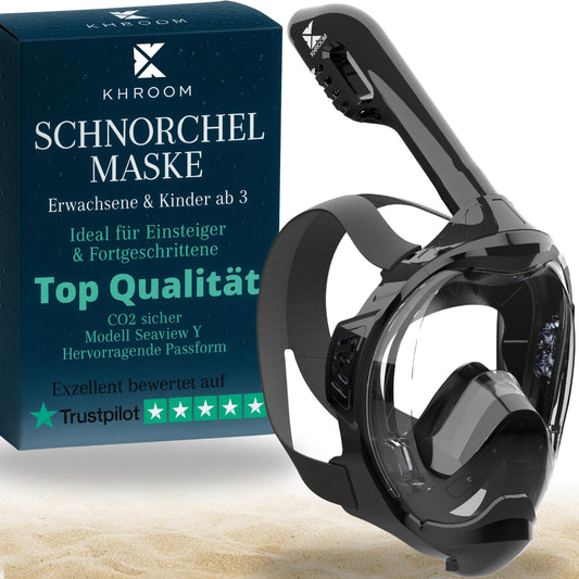 Khroom snorkel mask for adults & kids from 3 years old | Co2 safe | Full face mask with Easy-Breath System | Snorkel set alternative | Seaview Y diving mask snorkel mask for children