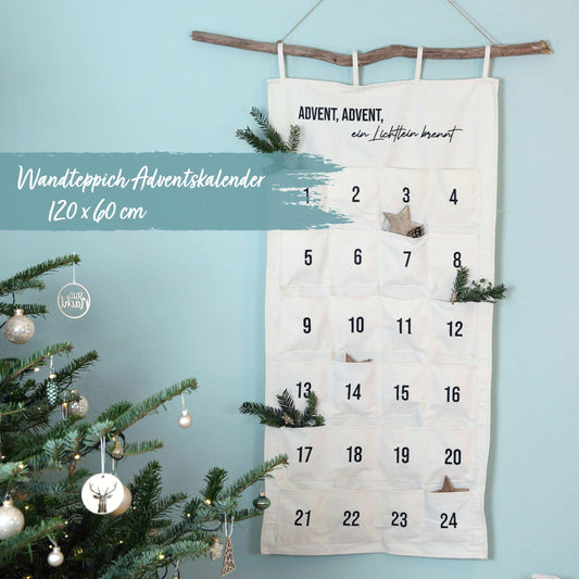 Paper Dragons fabric Advent calendar 2024 for filling - a little light is burning - high quality embroidered - fabric bags for decorating yourself - gift pouches - reusable tapestry set No. 31
