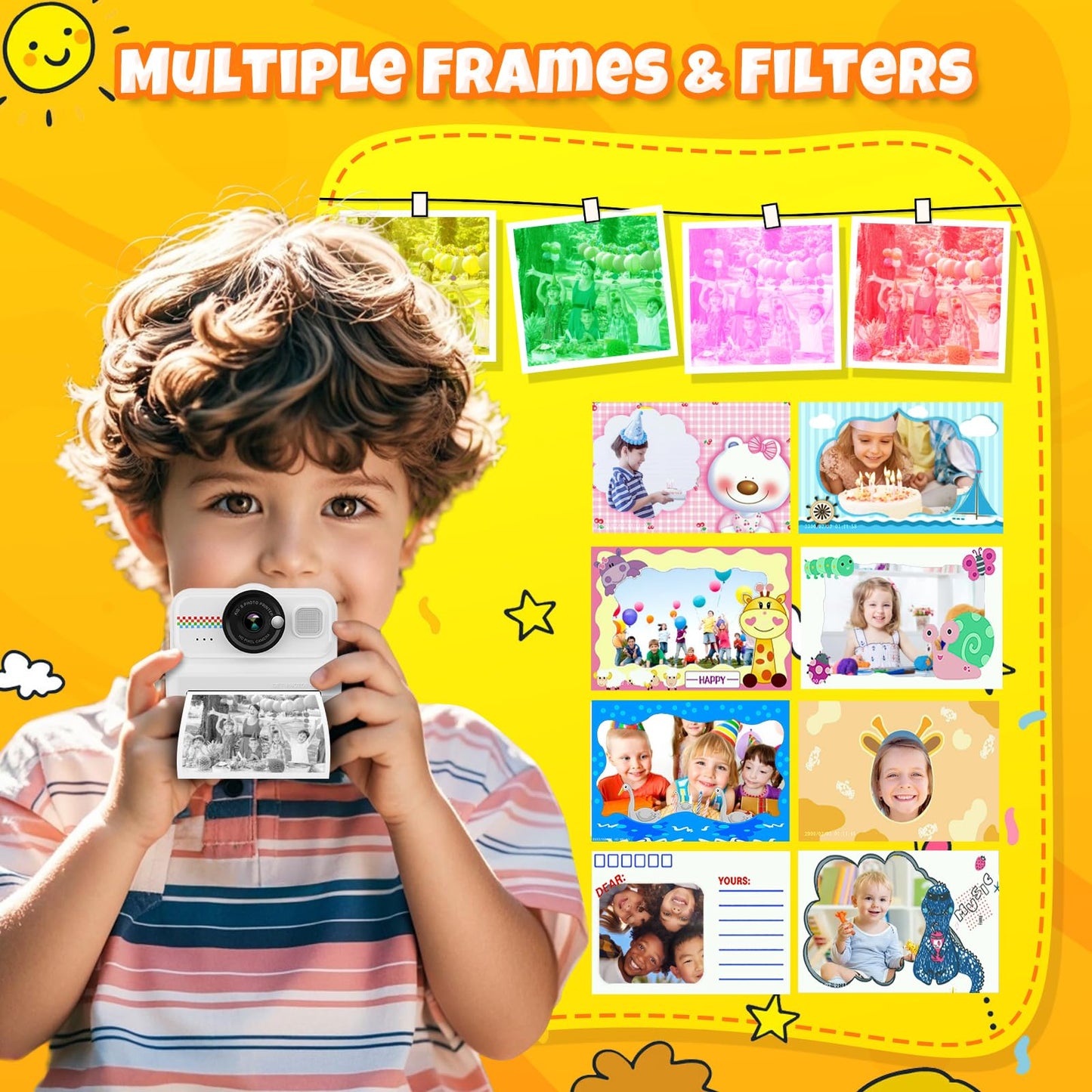 HiMont Kids Camera Instant Camera, 1080P Instant Camera for Kids with 32GB Card & 3 rolls of printing paper, fun kids' toy gifts for boys & girls aged 3-12 years.
