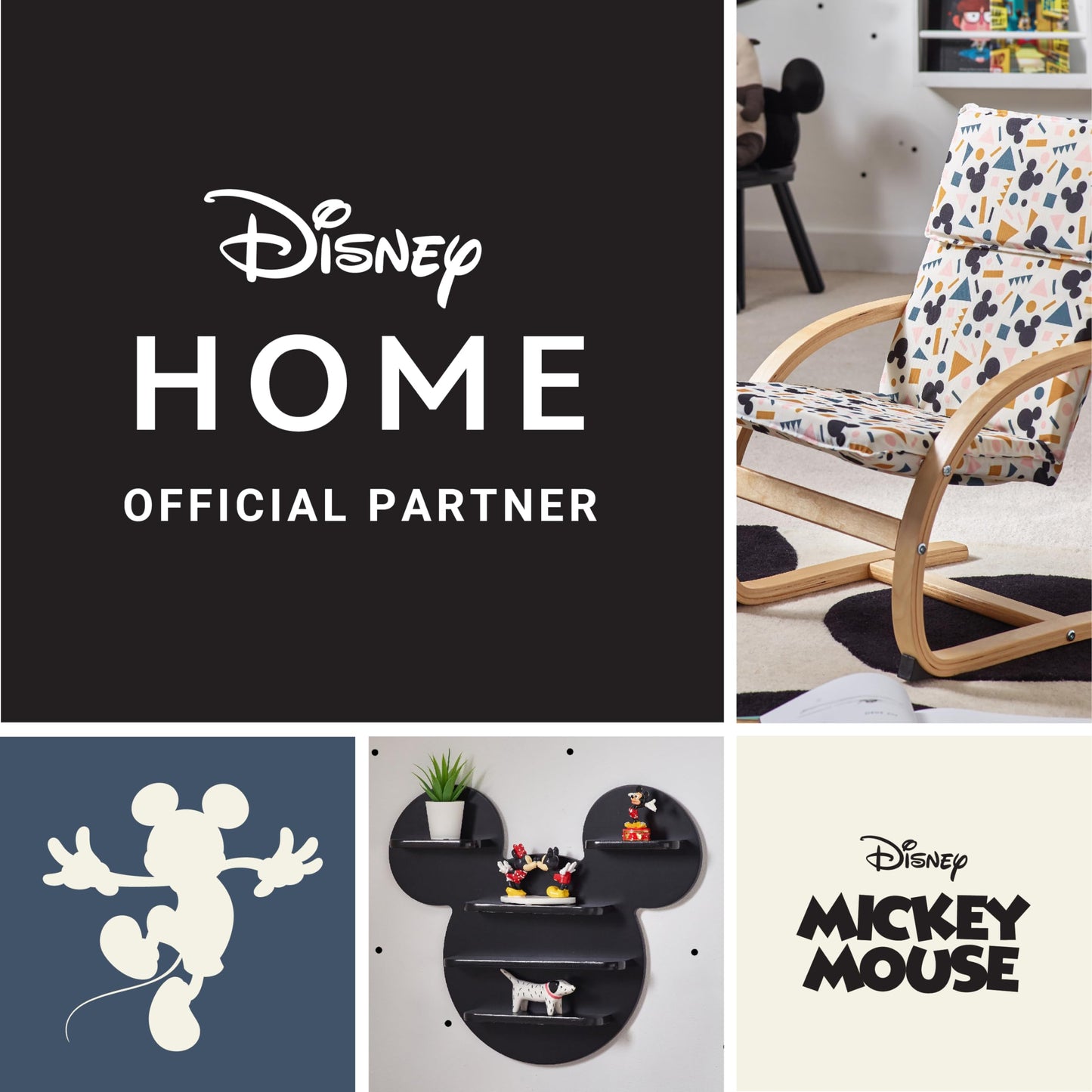 Disney Classic Mickey Mouse table and chair set for 2, holds up to 30 kg per stool, perfect for play and activities, compact, black.
