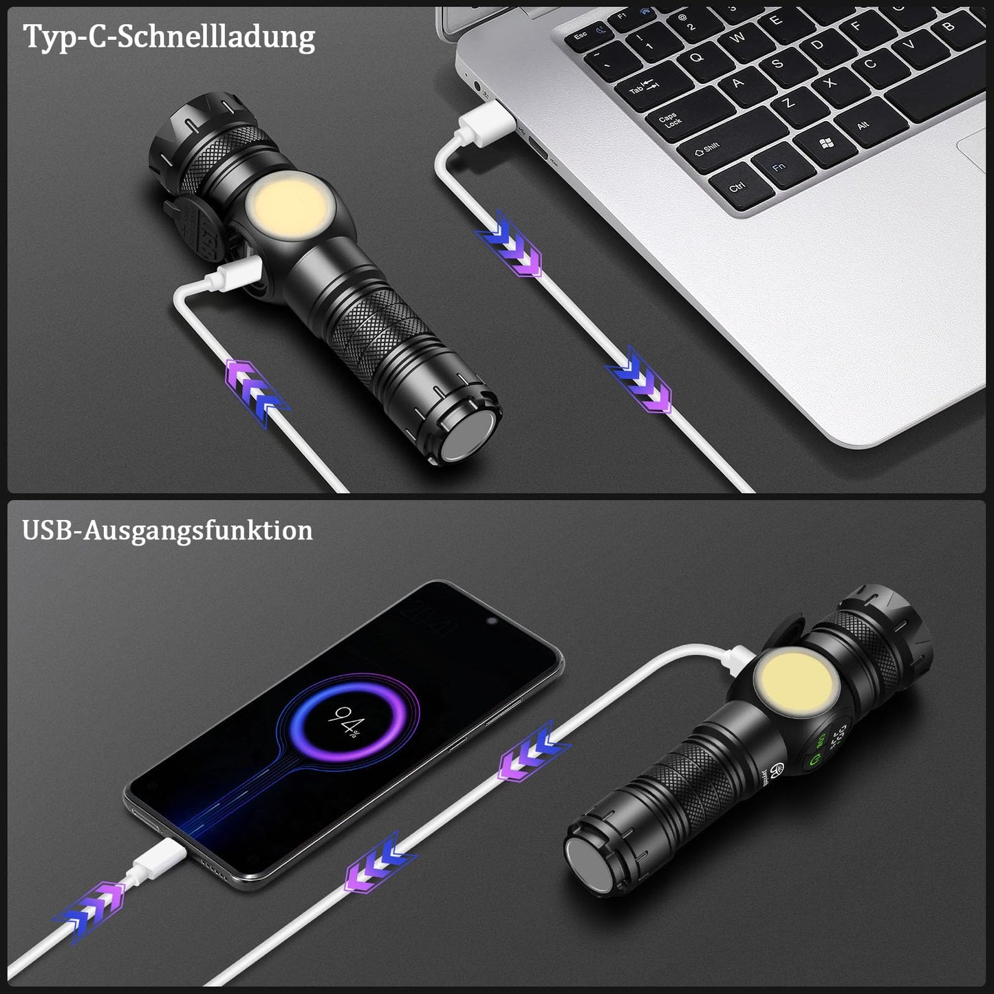 Jayxinli flashlight LED rechargeable 1000000 lumens with magnet, extremely bright flashlights with 5000mAh battery, LCD power display, 9 lighting modes, zoom, strong for camping, hiking, outdoor, emergencies.