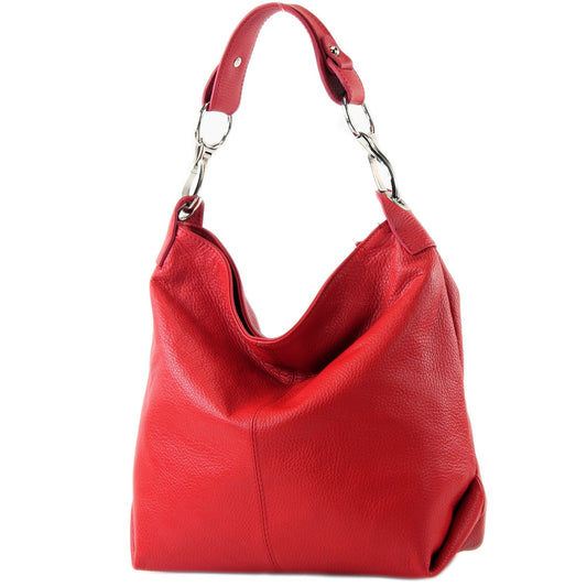 modamoda de T168 Women's Leather Shoulder Bag Handbag Medium handmade in Italy, Color: Red