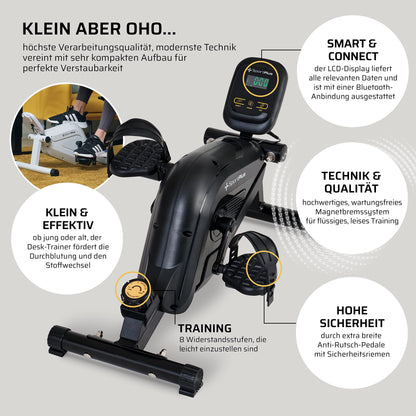 SportPlus leg trainer for home & office, mini home trainer with magnetic brake & 8 resistance levels, with training computer, extra wide pedals, app compatible | exercise bike | mini bike