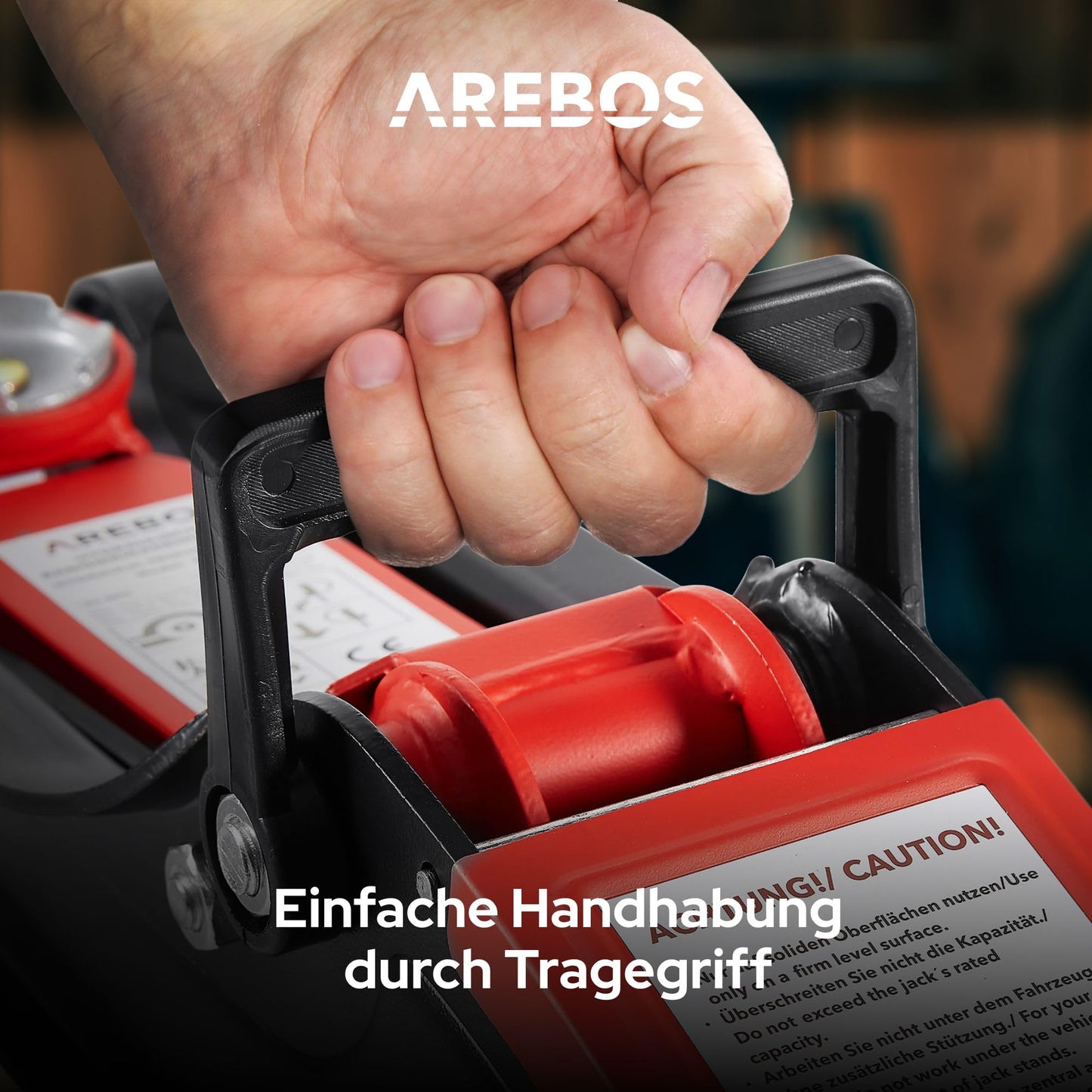 Arebos 2T Hydraulic Trolley Jack - Low-profile jack with lifting range of 85-385 mm - includes 4 rubber pads - jack for car vehicle automotive - sturdy jack & stand for workshop and garage.