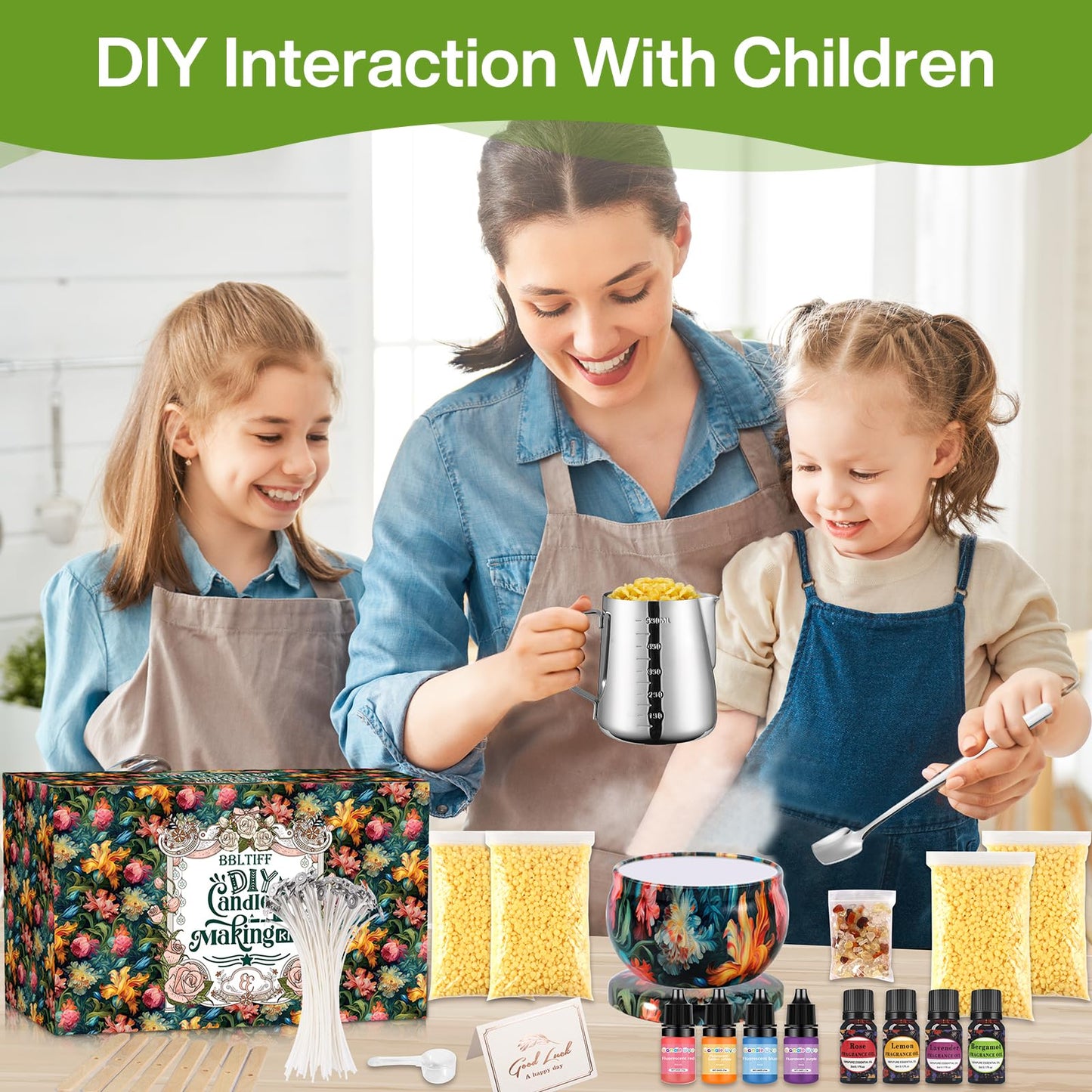 DIY Candle Making Kit, Candle Making Set, Includes 480g Soy Wax, 8 Candle Jars, 4 Color Dyes, and 4 Scents, Candle Making Kit for Adult Beginners