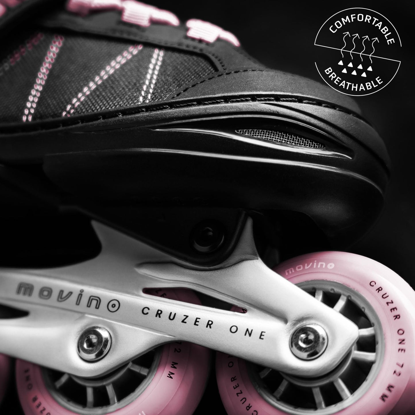 Movino Inline Skates | Cruzer One | Adjustable Roller Skates | Inline Skates for Women Girls Boys | Inline Skates for Kids & Adults | Inline Skates with Large Wheels 72 mm | Kids Inline M (34-37)