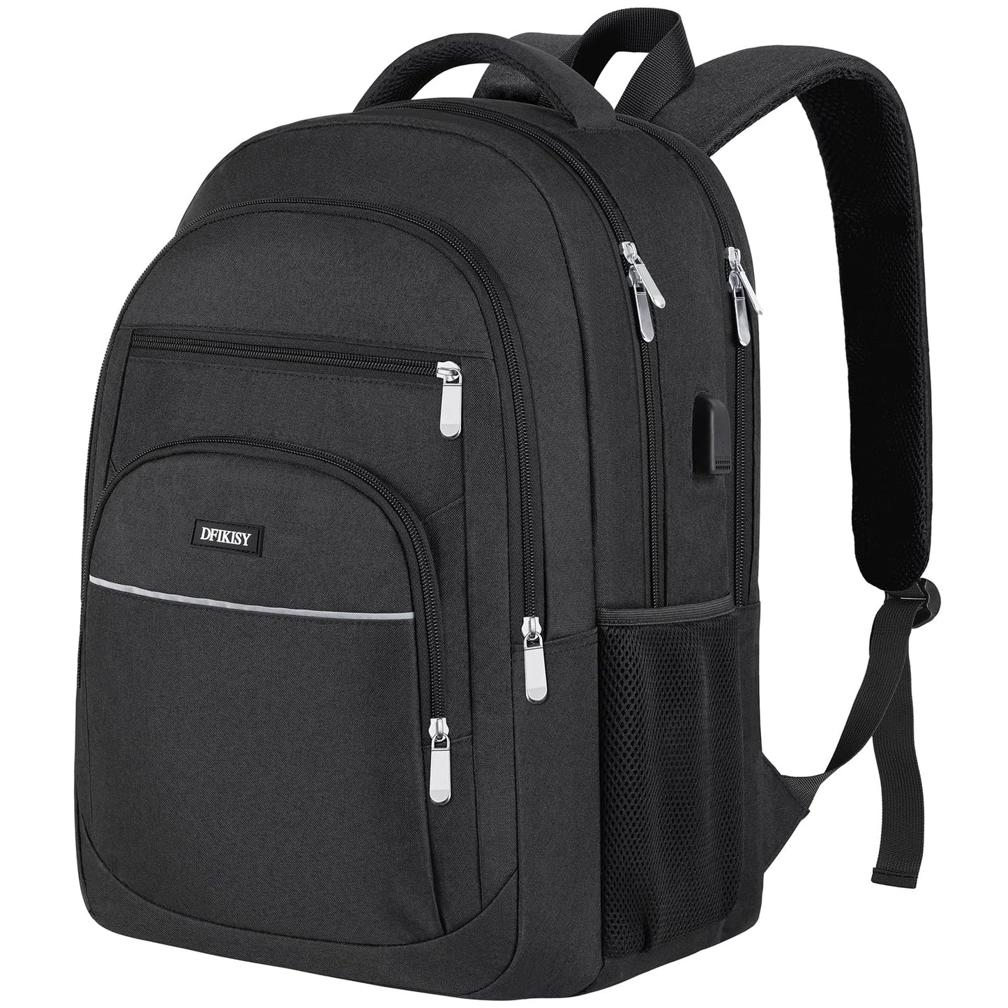 Large Backpack for Men, Waterproof Laptop Backpack 17.3 Inch School Backpack with USB Charging Port Anti Theft Business Work Travel Backpack for Teenage Boys Men (Black)