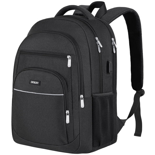Large Backpack for Men, Waterproof Laptop Backpack 17.3 Inch School Backpack with USB Charging Port Anti Theft Business Work Travel Backpack for Teenage Boys Men (Black)