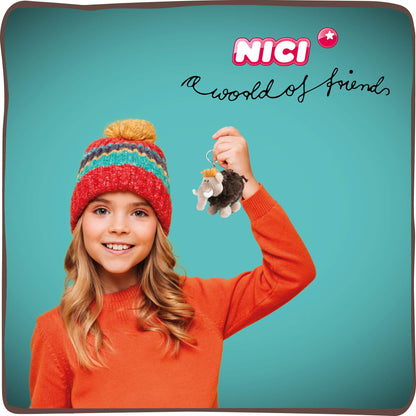NICI 45305 Mammoth Keychain Plush Toy 10 cm - Stone Age Friends, Brown/Gray